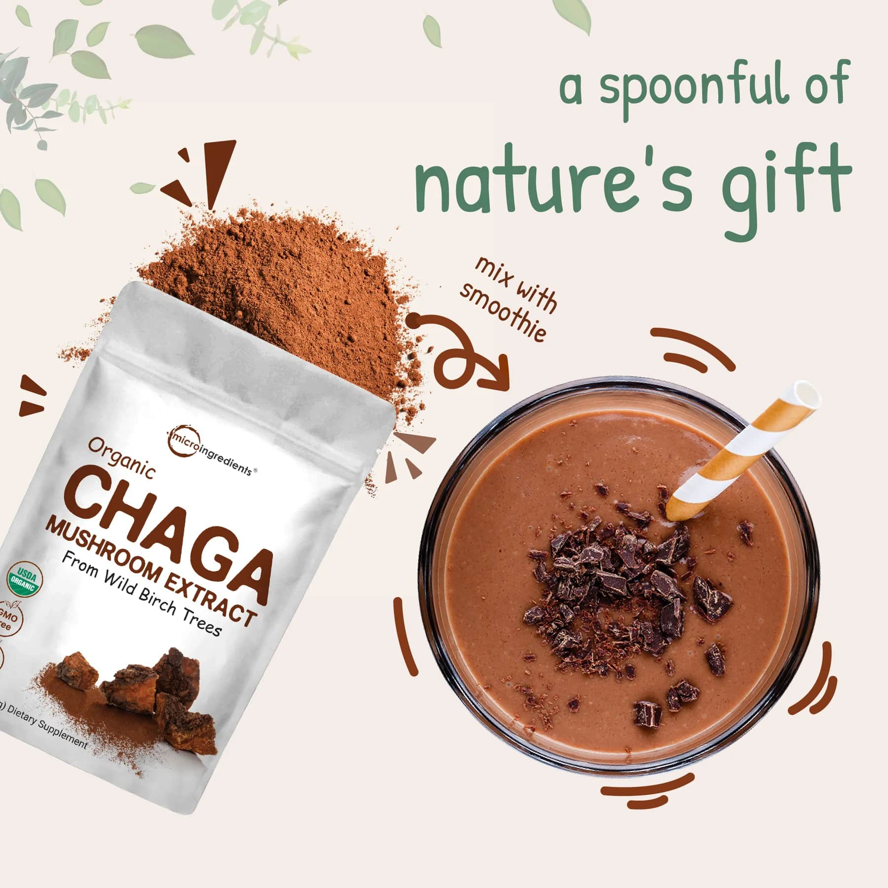 Hongo de Chaga Orgánico_Smoothies y bebidas | ProteinasMedellin.com