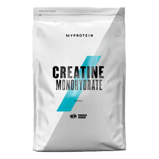 Creatina Monohidratada Myprotein. Vista frontal del empaque.